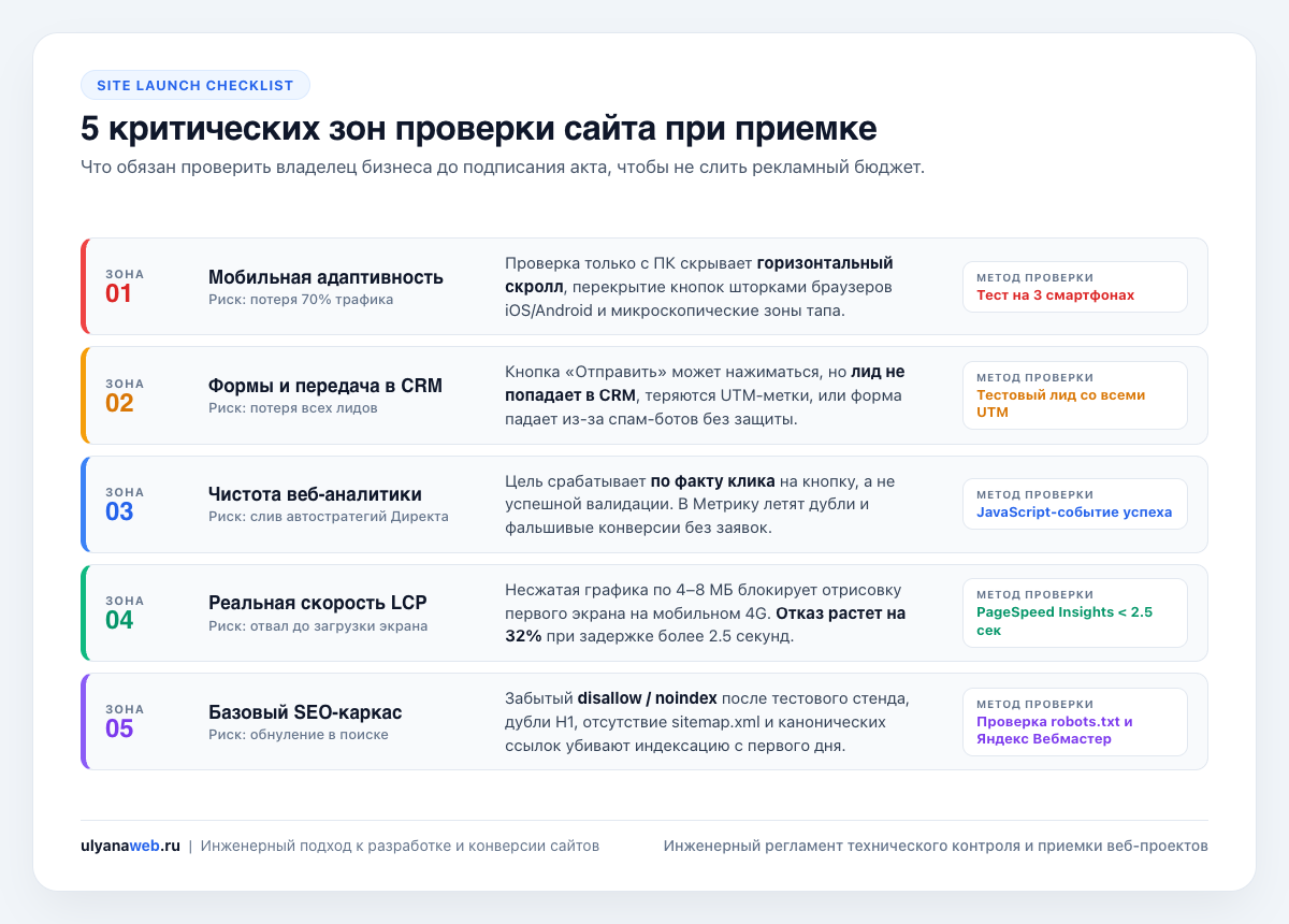 5 критических зон проверки сайта при приемке